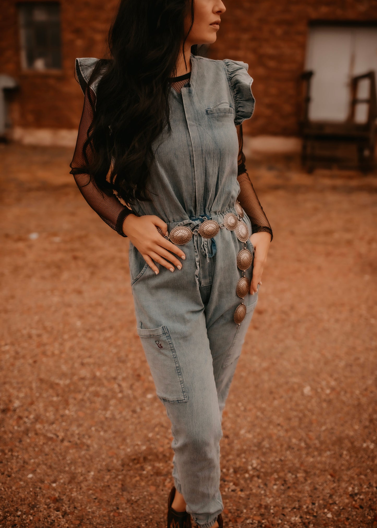 Denim Inspired Scrub Jumpsuit