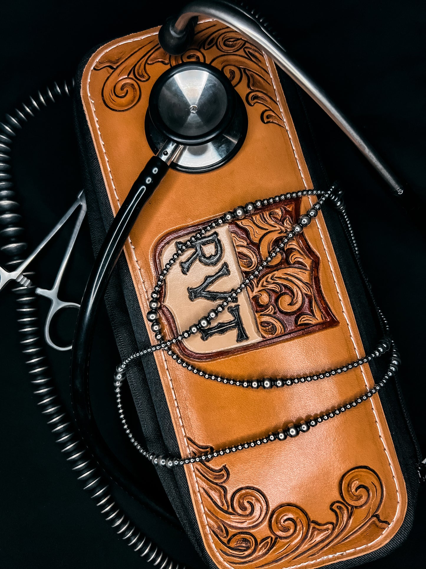 RVT Tooled Leather Stethoscope Case