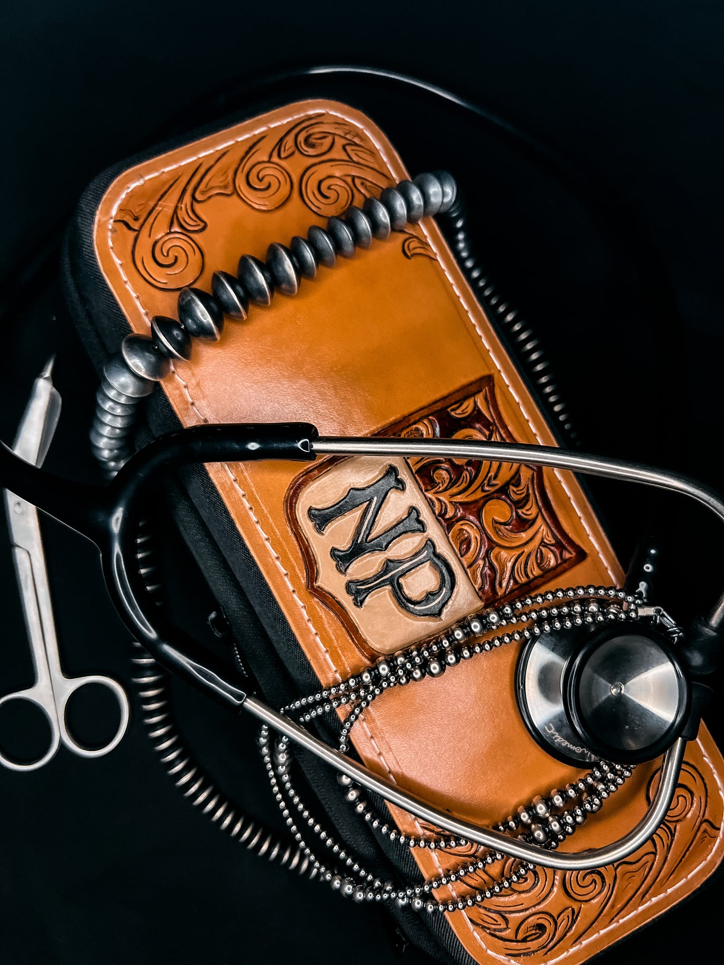 NP Tooled Leather Stethoscope Case