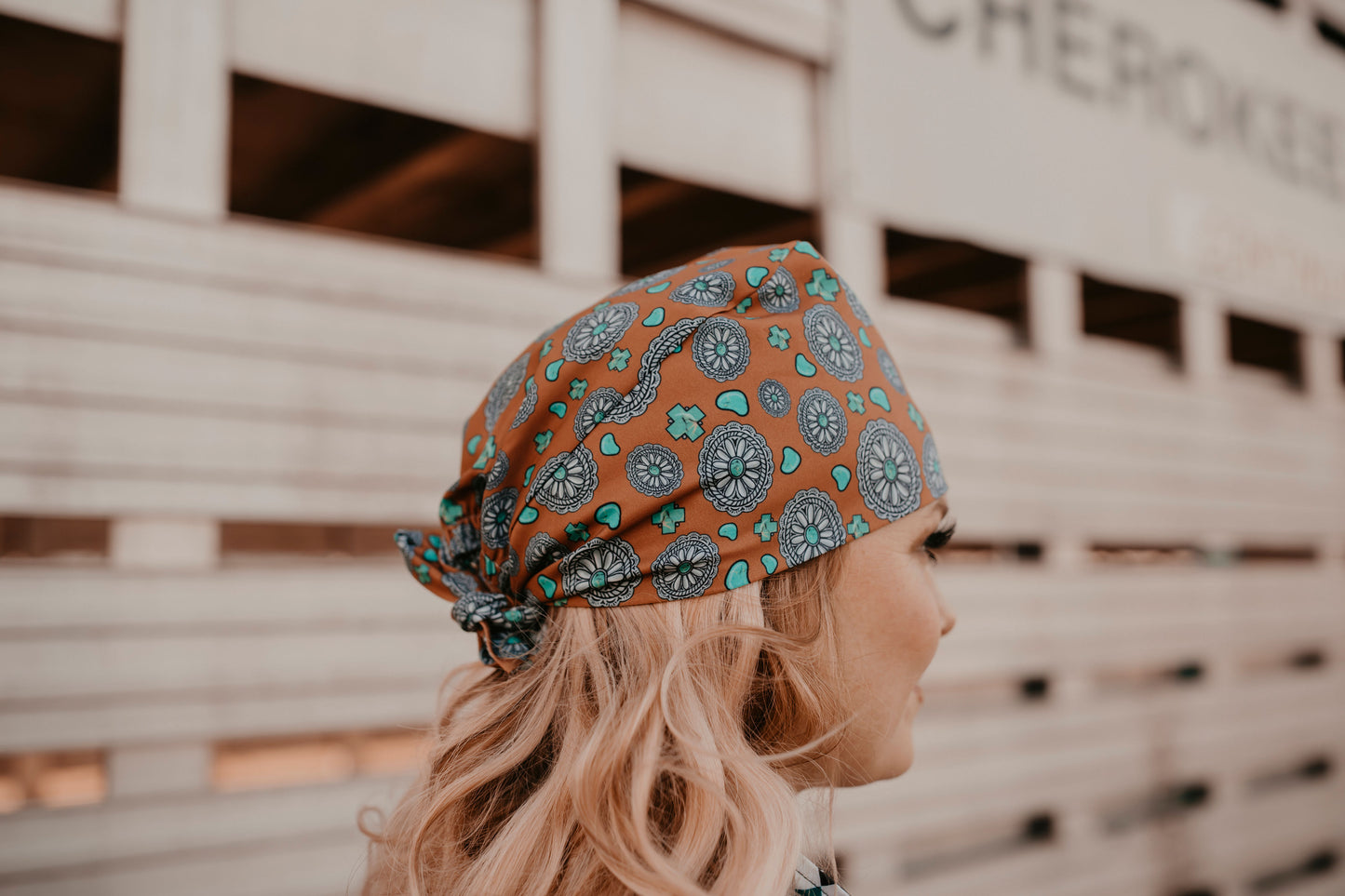 Rust Turquoise Stone Scrub Cap