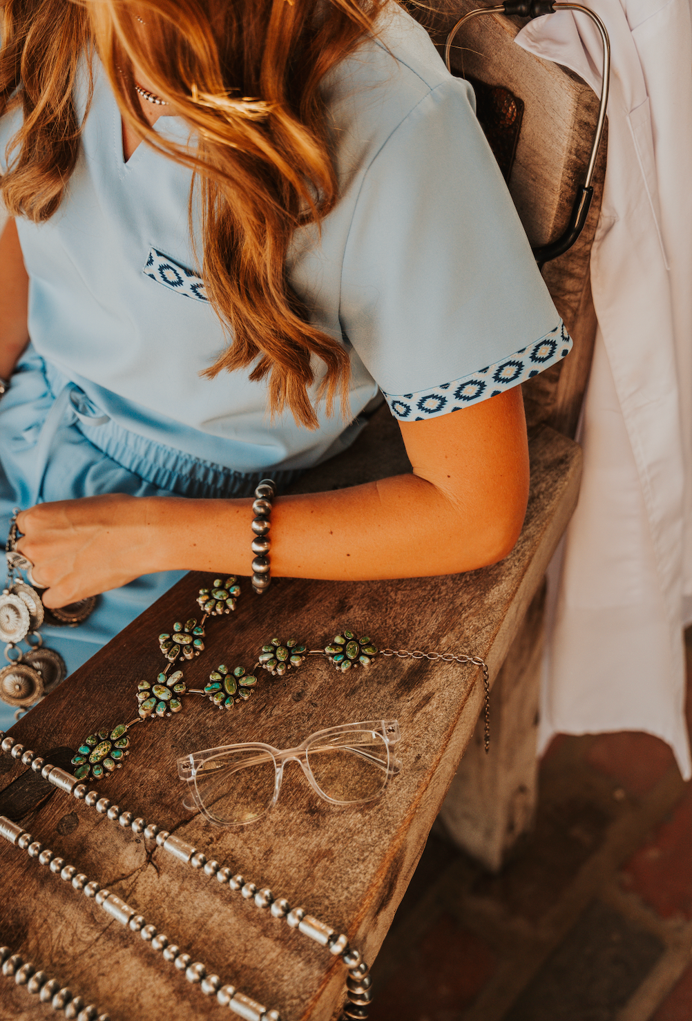 Simple Cecil Blue Aztec Top