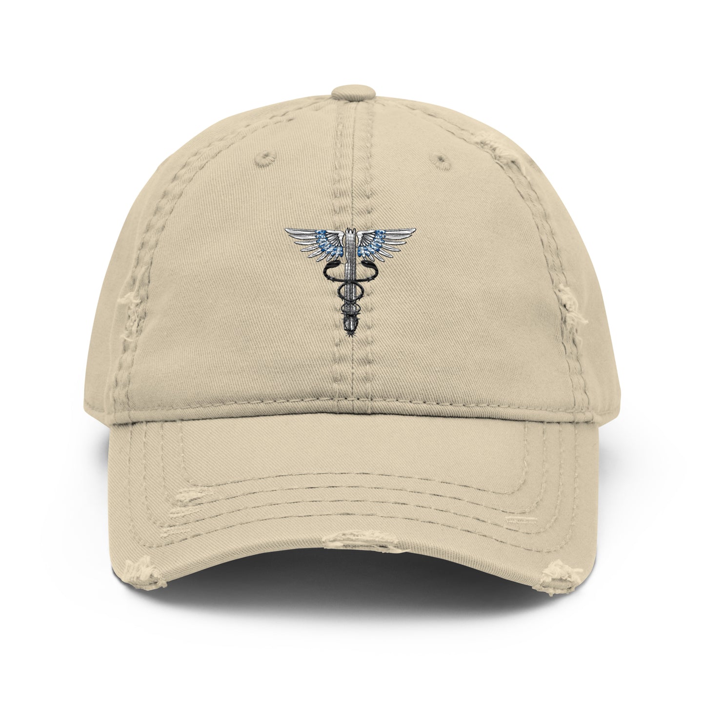 Cowgirl Caduceus- Embroidered Distressed Dad Hat