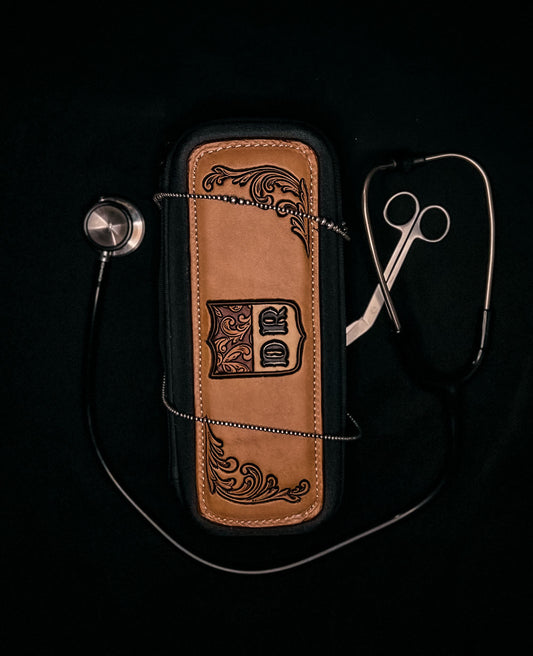 DR Tooled Leather Stethoscope Case