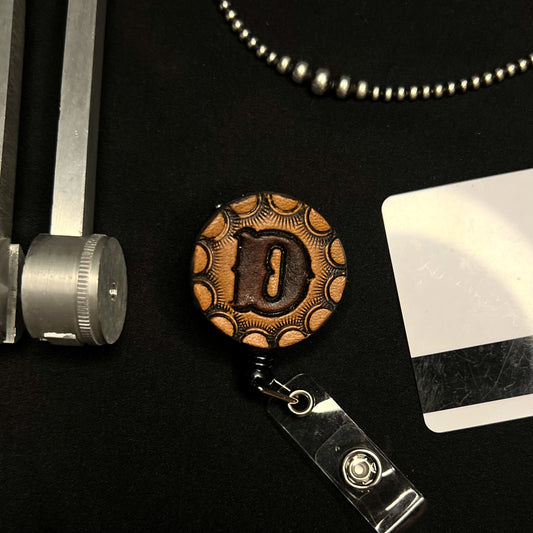 Letter D Leather Badge Reel