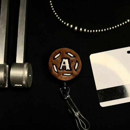 Letter A Leather Badge Reel