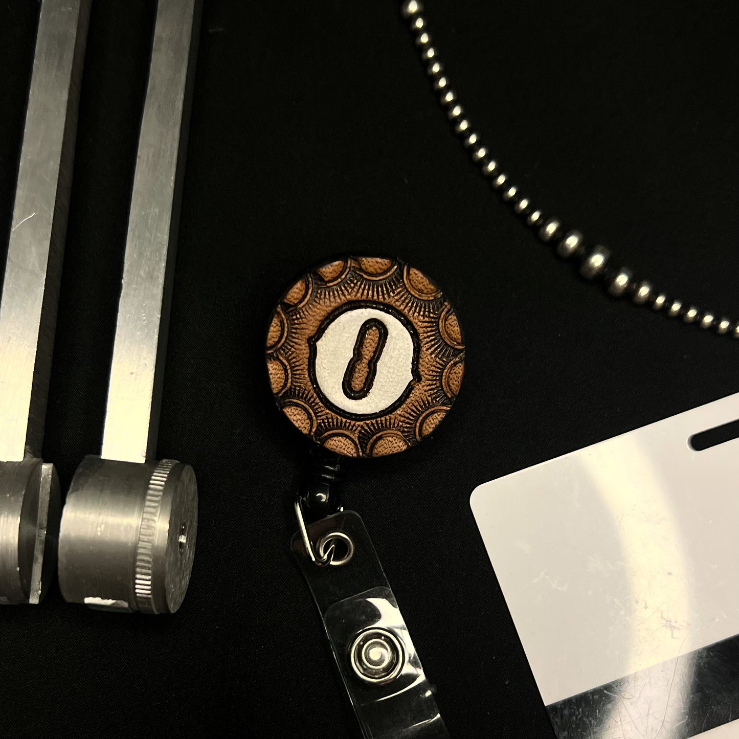 Letter O Leather Badge Reel