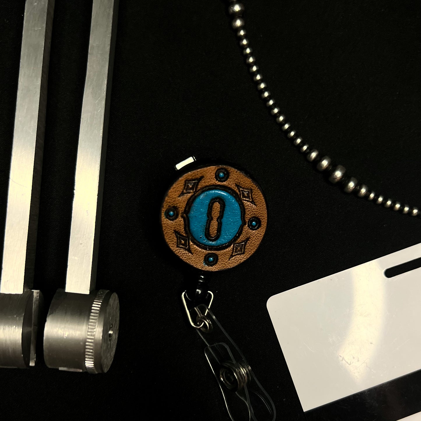 Letter O Leather Badge Reel