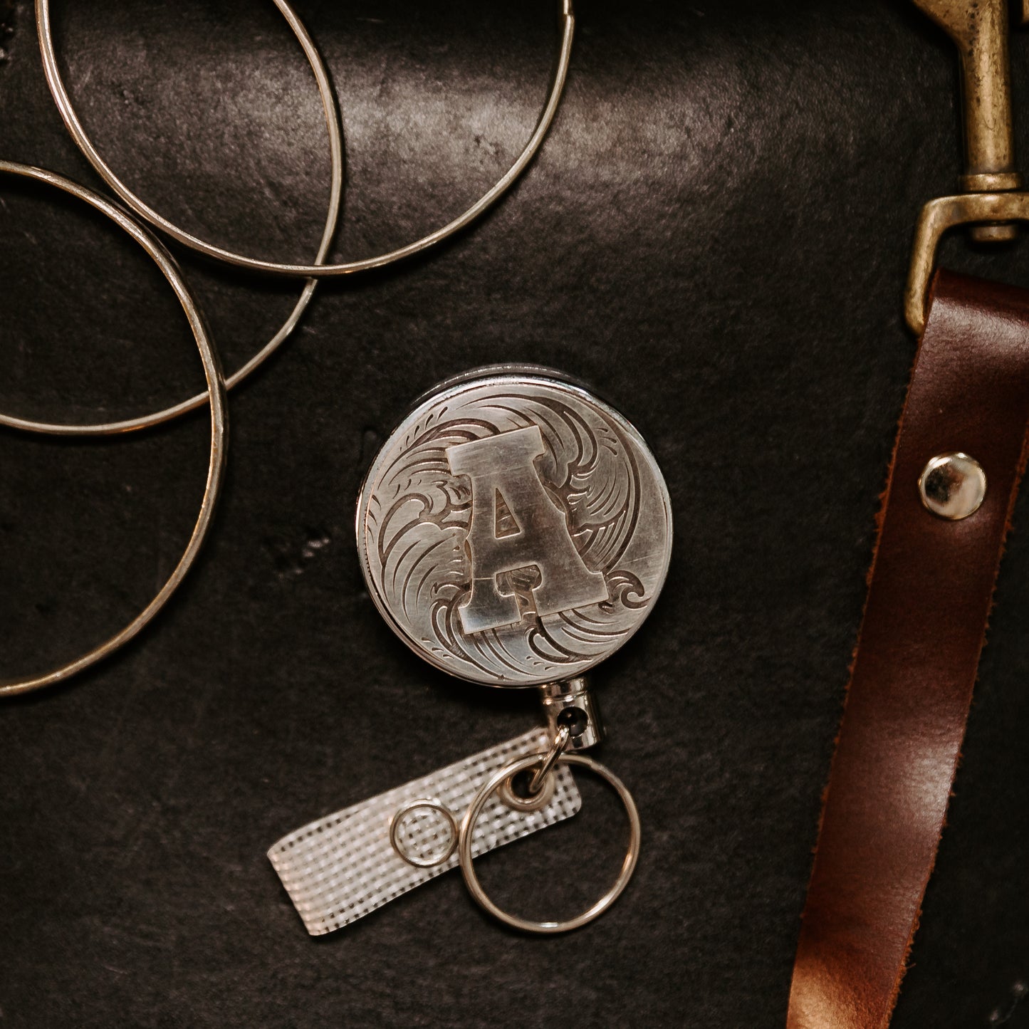 Alphabet Letters without Stone Badge Reel