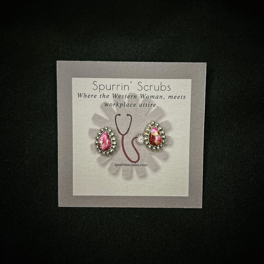 Beautiful Pink Dream Mohave & Sterling Silver Stud Earrings